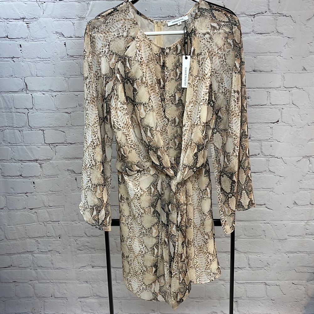 OLIVACEOUS | Snake Skin Long Sleeve Midi Dress size medium